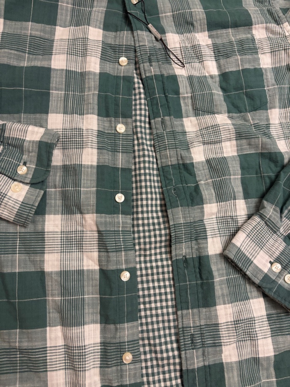 Michael Kors Classic Fit Atlas Green and White Plaid Button-Down Shirt LS $98 - Picture 6 of 12